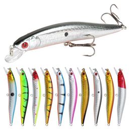 Baits Lures 10 pieces/batch of floating Minnow 10cm 8g artificial plastic hard follicle trap bass crank bait truck Pesca fishing gear P230525