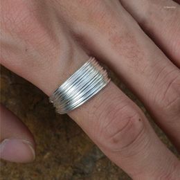 Cluster Rings PANJBJ 925 Stamp Silver Colour Multi-Storey Ring Retro Filament Winding Punk Jewellery For Women Girl Gift Drop Wholesale