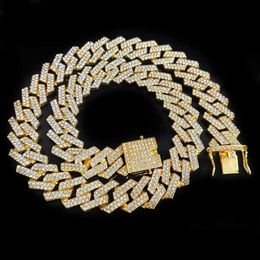 20mm Men Hip Hop Chain Necklace pave setting Rhinestone Male Hiphop iced out bling rhombus Cuban Chains Necklace fashion jewelry 230529