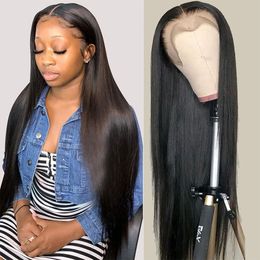 HD Transparent 360 Lace Frontal Wig 4x4 Lace Closure Wig Straight 13x6 Lace Front Human Hair Wigs For Black Women 30 34 Inches