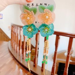 Hair Clips Antique Hanfu Flower Tassel Bell Girl Traditional Women Headdress Handmade