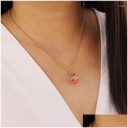 Pendant Necklaces Chic Creative Colorf Fruit Glass Ball Necklace For Women Simple Fashion Geometric Clavicle Jewelry Yn1615 Drop Del Dh1Wh