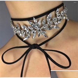 Chokers Choker Handmade Rhinestone Short Chain Flower Necklaces Wedding Jewelry For Women Crystal Geometric Bib Collar Necklace Gift Dhehi