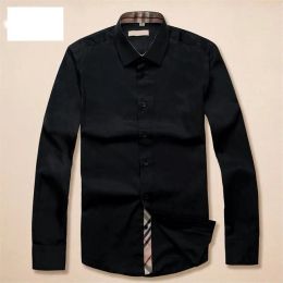 Luxurys Designers Dress Shirt Menswear Fashion Society Black Men Solid Colour Business Casual Mens Long Sleeve M-3XL#068 746459048