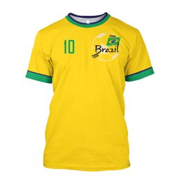 Men's Tracksuits Brazil Jersey T shirt Brazilian Flag Selection Football Team Shirt O Neck Oversized Cotton Short Sleeve Clothing Top 230529