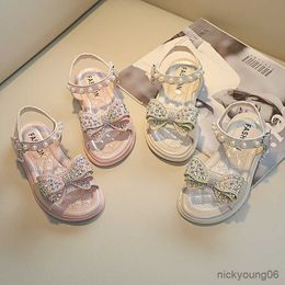 Sandals Girls Sandals 2023 New Summer Princess for Big Children Fashion Open-toed Style Kids Non-slip Beach Shoes R230529