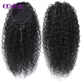 Ponytails Ponytail Human Hair Extensions Curly Ponytail Extensions Drawstring Straight Hair CCollege 8-30 Inches Afro Kinky Curly 230529
