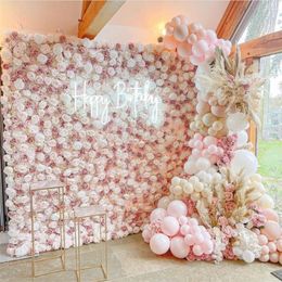 Decorative Flowers 1pc 60cm 40cm Artificial Flower Wall Decor Pink Panel Floral Backdrop For Wedding Bridal Shower Birthday Decortaion