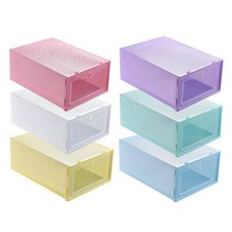 Storage Boxes Bins Foldable Clear Plastic Shoe Box Thicken Dustproof Der Candy Colour Stackable Organiser Drop Delivery Home Garden Dhprc