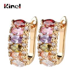 Stud Kinel Drop Shipping Luxury Ear Cuff Earring 6pcs Marquise CZ Formed Brilliant Flower Stud Earrings with Zircon Stone Women Gifts J230529