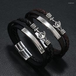 Charm Bracelets Alloy Boat Anchor Leather Bracelet For Men Multi-layer Cowhide Woven