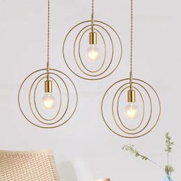 Pendant Lamps Nordic Metal Round Rings Light Minimalist Creative Bar Aisle Lamp Art Restaurant Bedroom Bedside Fixture