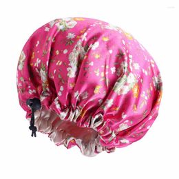 Berets Girls Boys Hair Care Accessories Children Kids Night Sleep Cap Satin Adjustable Elastic Turban Loss Hat Cute Print Bonnet