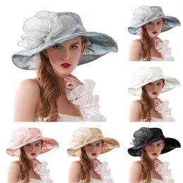 Wide Brim Hats Spring Summer Mesh Sunshade Hat Flower Temperament Wedding Dress Sun Dome Large Fashion For Men Sunblock