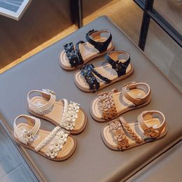 Sandals Girls Sandals Children Fashion Flowers Weave Beautiful Little Princess Versatile Cute Kids Mary Janes for Party Wedding Shows