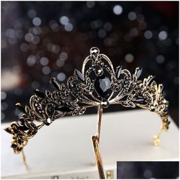 Headpieces European And American Retro Crown Black Bride Wedding Baroque Headwear Personalized P O Hair Accessories Drop Delivery Pa Dhjck