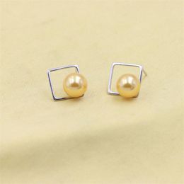 Stud Earrings ZFSILVER 925 Sterling Silver Korean Fine Trend Fashion Square Gold Pearl Jewelry For Women Charm Party Gifts Girls