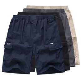 Men's Summer Shorts Multi Pocket Casual Workwear Pants Medium and Old Age Large Loose Capris Beach Pantsc