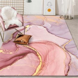 Carpets Marble Pink Gold Oil Painting Abstract Carpet Girls Room Romantic Purple 3D Rugs Bedroom Beside Balcony Rug Hall Mat