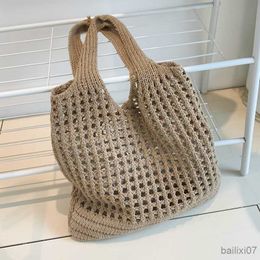 Other Bags Designer Knitted Handbags Female Large Capacity Totes Women's Pack Summer Beach Bag Big Purses Casual Hollow Woven Shoulder Bags