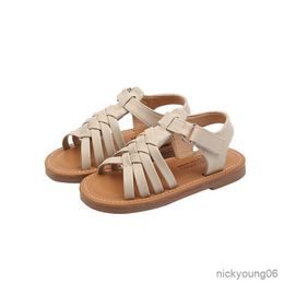 Sandals Sandals 2023 Summer New Children's Woven Sandals Kids Fashion Casual Shoes Open-toe Soft-soled Beach Shoes Baby Girls R230529
