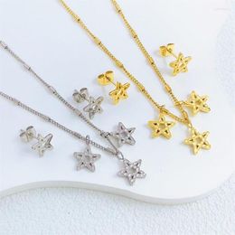 Necklace Earrings Set 18K Gold-plated Stainless Steel Custom Star And Moon Jewelry For Woman Neaclack