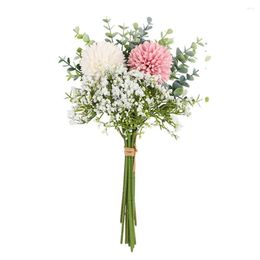 Decorative Flowers Artificial Holding Bouquet Fake Silk Flower For Wedding Party Home Decor Table Decoration Vases Room