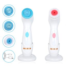 Face Massager Cleansing Brush 3 Heads Sonic Face Spin Brush Set Galvanica System For Skin Deep Cleaning Remove Blackhead Machine 230526