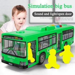 Diecast Model car High quality plus size drop-resistant bus children 3 years old 6 baby simulation inertia bus model toy 230526