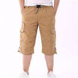 Men's Pants 125KG Large Size Cargo Shorts Summer Cotton Multi Pockets Trousers Plus 7XL