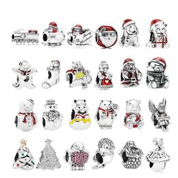 925 Pounds Silver New Fashion Charm Original Round Beads, Animals, Christmas Snowmen, Train Gift Boxes Hanging Beads, Compatible Pandora Bracelet, Beads