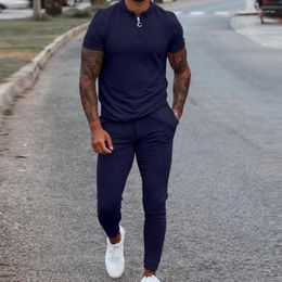 Men's Tracksuits Summer Tracksuit Male Casual Polo Shirt Pants Fitness Jogging Sportswear Slim Clothing Men's Sets 2 Piece Suit MY461