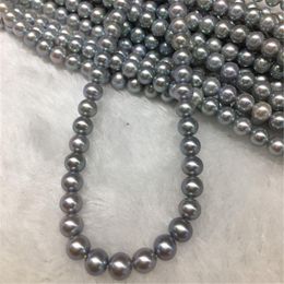 Chains 925 Sterling Silver 9-10mm Pearl Necklace Akoya Grey Nearly Round High Lustre Fashion Wedding Jewellery Gifts For Women