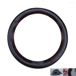 Steering Wheel Covers 37-38 Cm DIY Genuine Leather Black Colour Car Cover With Needles And Thread