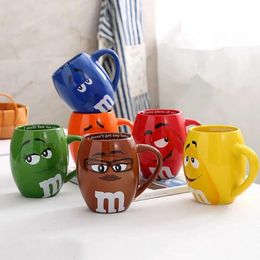 New 600mL m&m Beans Coffee Mugs Tea Cups and Mugs Cartoon Cute Expression Mark Large Capacity Drinkware Christmas Gifts