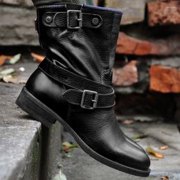 Boots Locomotive Autumn And Winter Plus Size Short Round Toe Square Heel Brown Female Belt Buckle Fashion