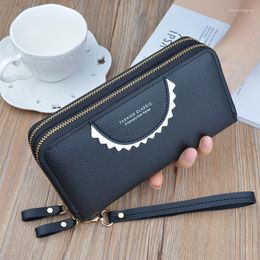 Wallets Women Leather Wallet Long Clutch Money Phone Pocket Double Zipper Female Large Capacity Card Holder Brand Purse