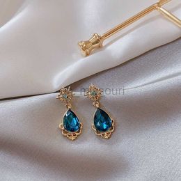 Stud 2019 Fashion Korean Ear Nails Elegant Temperament Fashion Court Blue Water Earrings Female Jewellery J230529