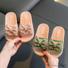 Sandals Children Slippers Girls Cute Bow Princess Beach Sandals Summer Indoor Home Slippers Non-Slip Soft Bottom Kids Girl Shoes CSH1333 R230529