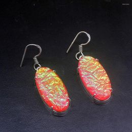 Dangle Earrings Hermosa Gorgeous Fancy Dichroic Glass Silver Colour Jewellery Gifts Drop For Women Girls 1 3/4 Inch FQ260