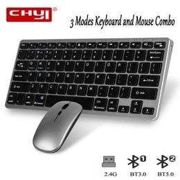 Combos Dual Mode Wireless Keyboard Silent Slim Bluetooth Keyboard Mouse Combo For Laptop Tablet PC IOS Windows Android iPad Apple