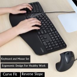 Combos PERIXX PERIDUO505 Ergonomic USB Wired Keyboard and Mouse Set Ergonomic Laptop Desktop Offce Keyboard and Mouse Set