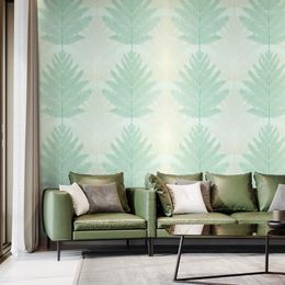 Duvar Kağıtları Modern Basit Dokunmayan Kumaşlar İskandinav Taze Yeşil Bitkiler Duvar Kağıdı Oturma Odası Yatak Odası Arka Plan Duvar Kağıdı