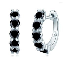 Hoop Earrings 925 Sterling Silver Small Hip Hop For Women /Men 3.5mm Moissanite Black Sparkling Wedding Jewellery Gifts