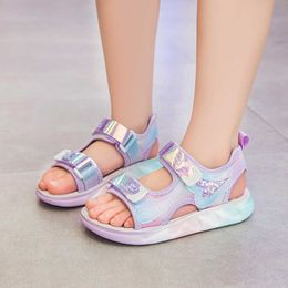 Sandals Girls Sports Sandals Multicolor Love Shiny Cool Children's Sports Shoes Open Toe Versatile Kids Fashion Casual Shoes Simple