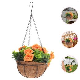 Decorative Flowers Deck Decorations Outdoor Spring Wreath Artificial Hanging Plants Planter Vase Fake Decor