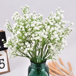 Decorative Flowers High Quality Touch PU White Babies Breath Long Bouquet Artificial Branch Fake Home Wedding Decoration
