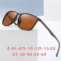 Sunglasses Sport TR90 Square Polarized Sunglasses Men Spring Leg Anti- Minus Lens Prescription Sunglasses Diopter 0 -0.5 -0.75 To -6.0 230526