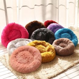 Kennels Pet Dog Bed Warm Fleece Round Kennel House Long Plush Winter Pets Beds For Medium Large Dogs Cats 2023 Selling