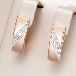 Dangle Earrings Kinel Fashion Square Wide For Women 585 Rose Gold Silver Colour Mix Natural Zircon English Ethnic Bride Jewellery